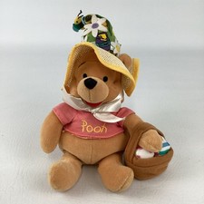 Disney Winnie The Pooh 9" Plush Bean Bag Stuffed Animal Easter Basket Bonnet Toy