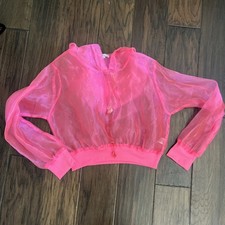 Women s Pink Sheer Lightweight Cropped Hoodie Long Sleeve