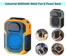 6000mAh Industrial Waist & Neck Fan 3-in-1 for Construction/Warehouse/Truck