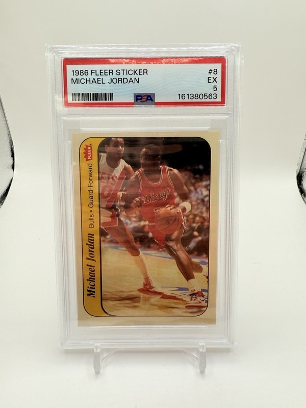 1986-87 Fleer - Stickers Michael Jordan #8 (RC) PSA 5 Fresh Grade