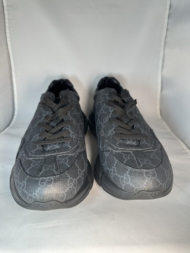 Gucci Rhyton Logo Print Black Sneakers Size 11-G - Picture 7 of 11