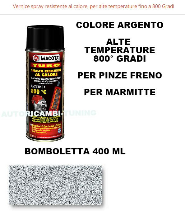 Bomboletta Vernice Spray Alte Temperature Argento Pinze Freno Marmitte 400 ml