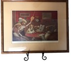 “Sitting Up With A Sick Friend”Coolidge Dogs Playing Poker Drinking Cream Matted