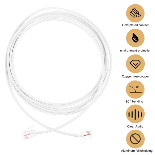 Telephone Line Extension Cord Flat Wire Cable for Landline Long Cords - Picture 3 of 12