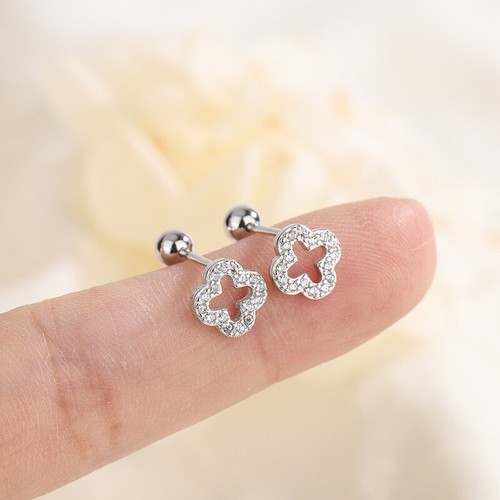 925 Sterling Silver Cubic Zirconia Stud Earrings Spiral Heart Screw Bead Back UK - Picture 12 of 25