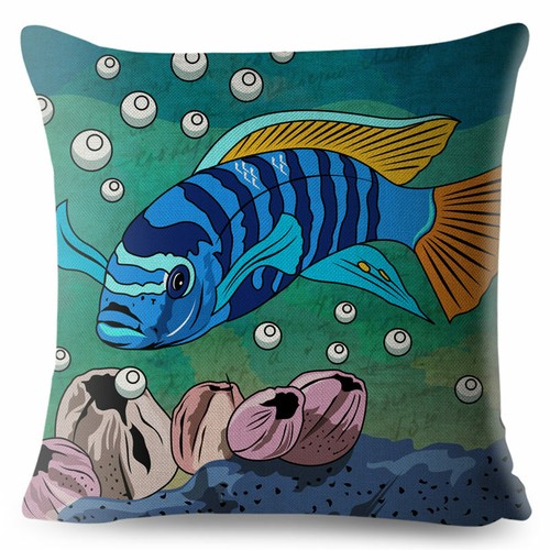 Underwater World Tropical Fish Colorful Pillow Cushion Cover Pillows Cases Home - Picture 10 of 37