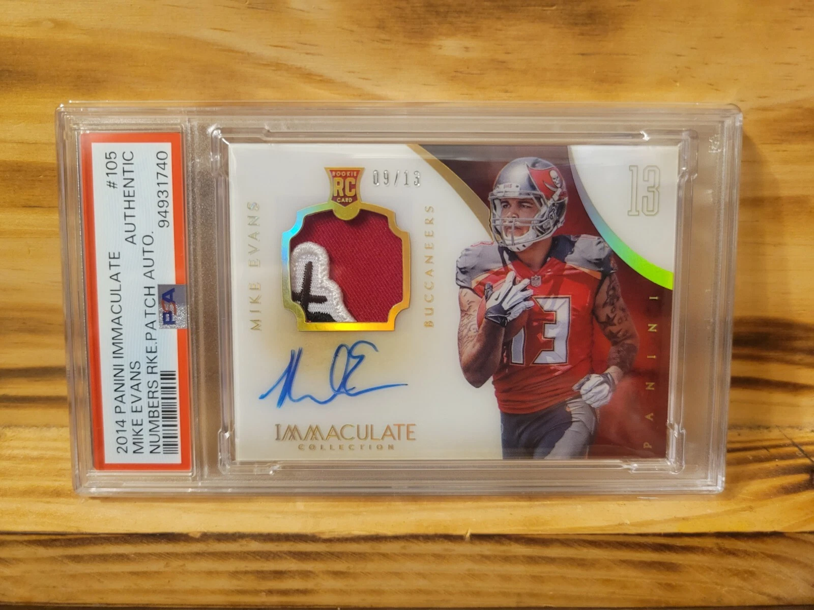 Mike Evans Panini Immaculate Numbers Rookie Patch Autograph #105 Base
