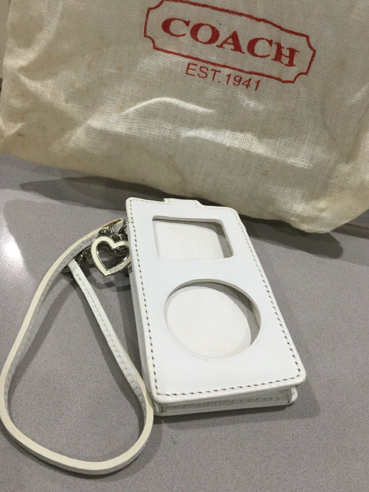 Vintage Coach iPod White Leather Holder