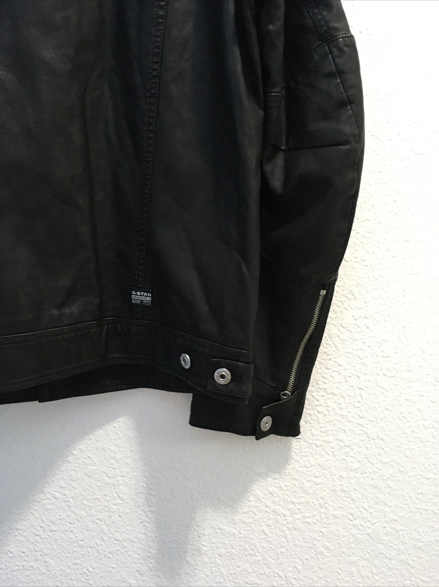 G Star Raw Vodan 3D Slim Faux Leather Moto Jacket Black Size