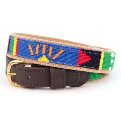 A Tail We Could Wag Handmade Cotton Weave Leather Belt Brass Buckle 30'' - 38''