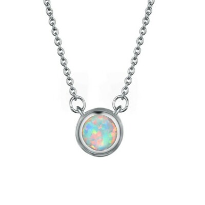 Classical Round Cut Fire Opal Platinum Filled Necklace Pendants With Free Chain