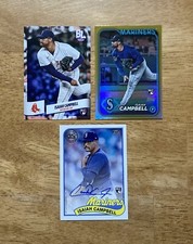ISAIAH CAMPBELL 2024 Topps 3 Rookie Cards,Certified Auto, Gold Foil, Big Leagers