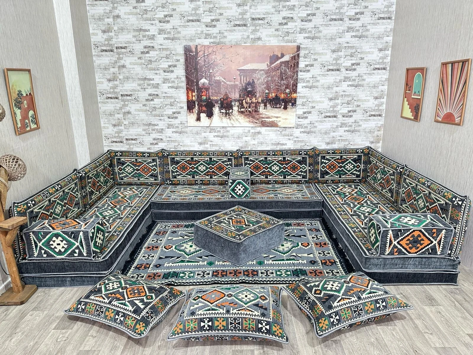 Oriental sitting area, Arabic corner Majlis, seat cushion, Oriental sofa