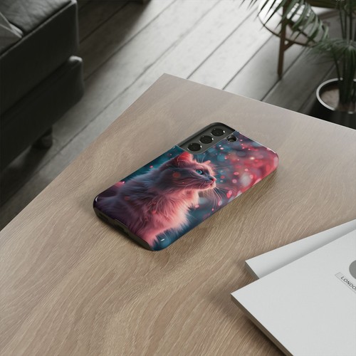 Phone Ink - Tough Case for iPhone Galaxy Pixel - White Cat Blue Eyes Pink Glow - Picture 153 of 191