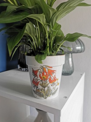 Vintage Otagiri Stil gesprenkelter Blumentopf Pflanzgefäß 1970er Jahre JAPAN 