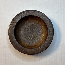 Vintage Wooden Trinket Bowl 4.5  Hand Carved Deco Ring Desk Wood