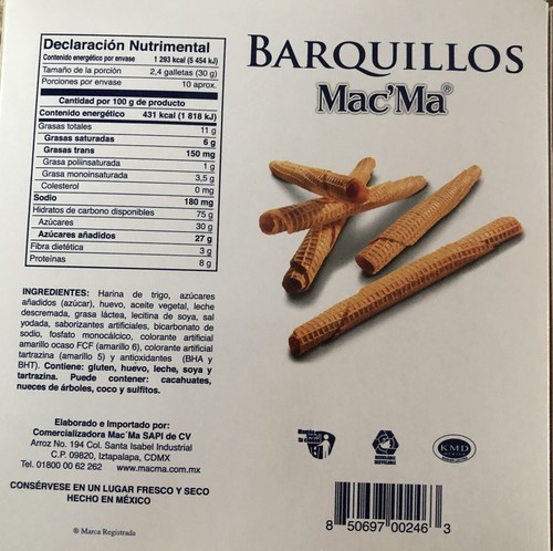 MacMa Barquillos Oblate Cookies Import Form Mexiko 11,64 OZ - Bild 3 von 3