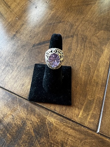 Unique Amethyst, Diamond Sterling Silver Ring - Picture 2 of 7