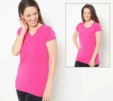 Attitudes by Renee Cotton Jersey Reversible T-Shirt Medium Lipstick Pink A476052