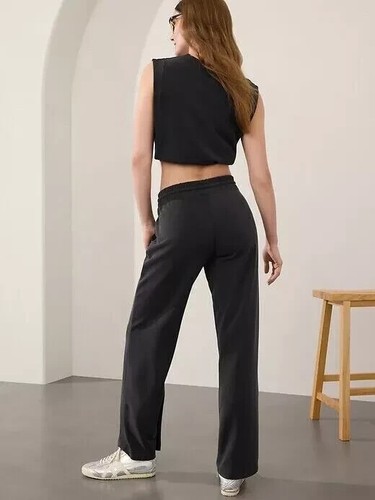 Athleta Seasoft Mid Rise Straight Pant Black LARGE L #472259 NEW - Picture 2 of 3