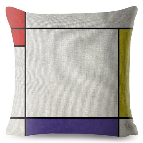 Mondrian Yellow Geometric Stitching Throw Square Cushion Covers Linen Home Decor - Picture 25 of 38