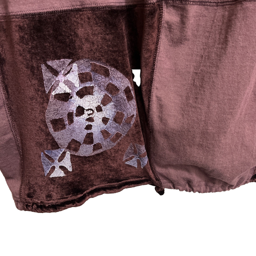 VTG Blue Fish Skirt Size 1 (L/XL) Purple Velvet Hand Printed Organic Cotton - Picture 3 of 11
