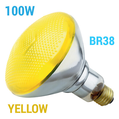 YELLOW Reflector Bulb 100W BR38 120V Medium E26 Base 100BR38/Y