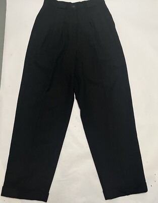 Chaus Size 10 Black Dress Career Wool Pants Pleated Dress Slacks High Rise Lined