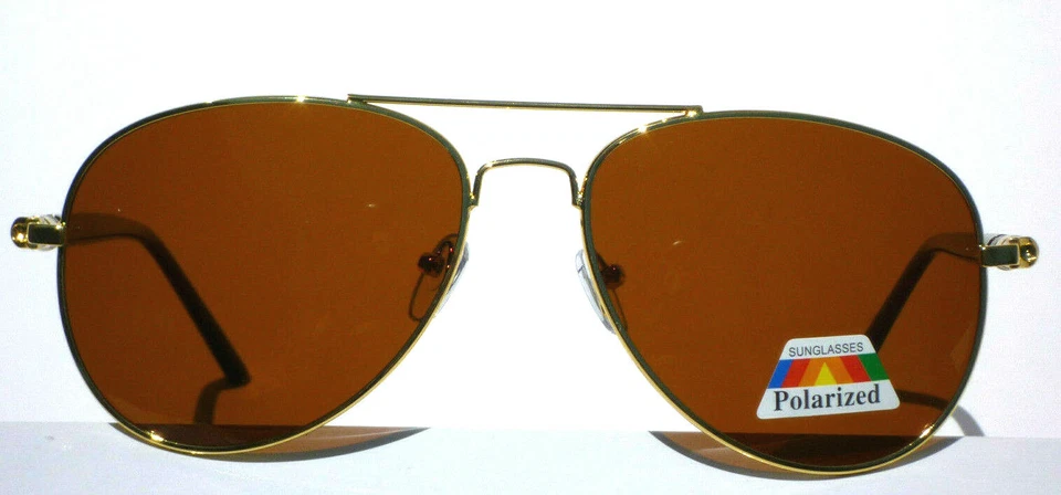 飞行员太阳镜金色镜框/棕色偏光镜片运动户外驾驶 — 第 2/3 张图片