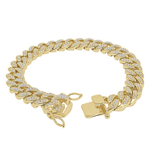 Men's  55+ Grams 12mm Thick 14K Gold Over Simulated Diamond Cuban Bracelet 8.5'' - Bild 4 von 8