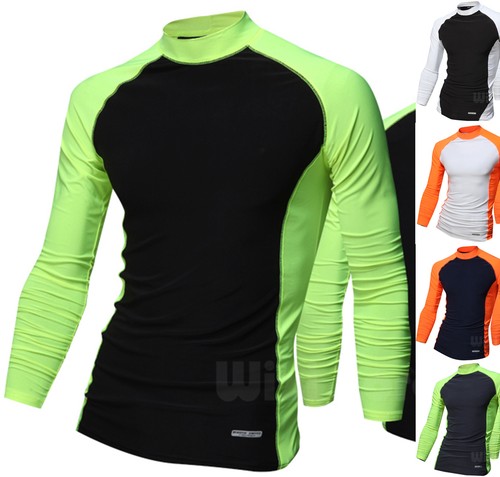 Mens Stylish Beach Wear Water Sports Rash Guard Wetsuits Swimwear Tops W478 XS-M