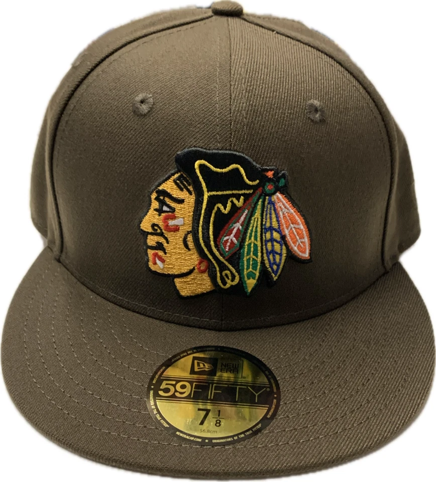 Men's New Era Brown Chicago Blackhawks NHL Hockey Custom 59FIFTY Fitted Hat - Image 2 of 4
