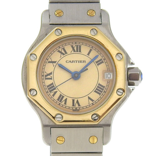 CARTIER Santos Octagon SM Watches W2001683 Date IvoryDial Stainless Steel/...
