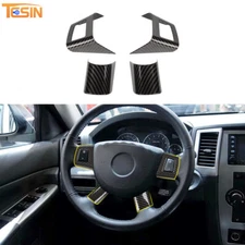 4PCS Steering Wheel Cover Trim for Jeep Grand Cherokee 2006-2010 Carbon Fiber