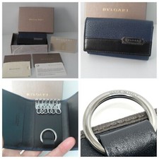 Bvlgari Key Wallet Keyring Leather  Palladium - Absolutely Stunning - BRAND NEW