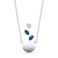 Dafina Flowerpot Pendant in 14K White Gold with Diamond and Sapphires
