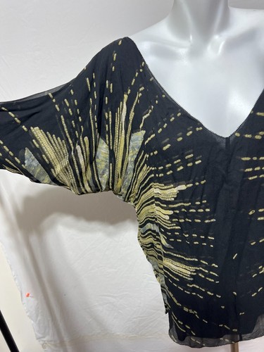 Blusa Diana Von Furstenberg Mujer 14 Negra Seda Forrada Top - Imagen 2 de 4