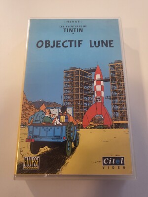 Vintage VHS Kassette Die Abenteuer von Tim und Struppi Objektiv Mond FR