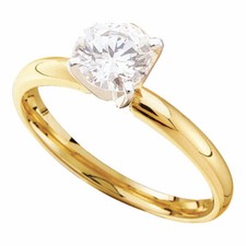 14kt Yellow Gold Round Diamond Solitaire Bridal Wedding Engagement Ring 3/4 Ctw