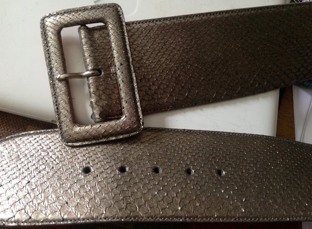 NEW RALPH LAUREN PURPLE LABEL PYTHON SILVER BRONZE BELT SIZE 