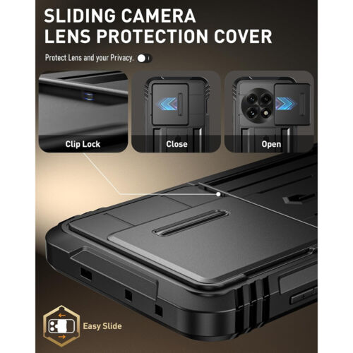 Case For OnePlus 13 5G Built-in screen Slide Camera Cover with Kickstand Black - Picture 3 of 8
