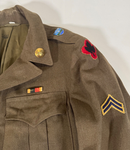 WWII Ike Jacket US Army 43rd Infantry Patch 172nd Regiment DUI Size 38L - Picture 2 of 7