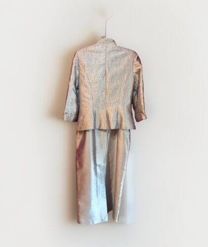 Alex Evenings Skirt Suit sz 8 Women’s Champagne Gold Beaded Long Maxi Vtg - Picture 2 of 24