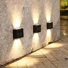 LED Solar Fence Lights Outdoor Dusk to Dawn Wall Light Garden Pathway Deck Lamp