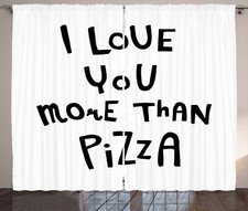 Funny Curtains Love You More Than Pizza