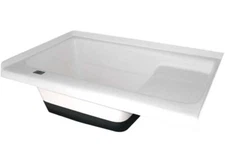 Icon 00474 RV Trailer Step Bath Tub Left Hand Polar White 36"L x 24"W x 13"H
