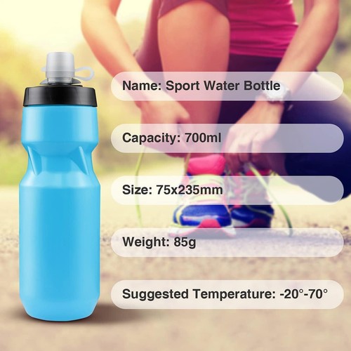 24oz Bike Water Bottle, Squeeze Cycling Bottle BPA-free 24 Ounces, Blue - Picture 5 of 9