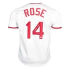 Pete Rose Signed Hit King Inscription Cincinnati White Baseball Jersey (JSA)