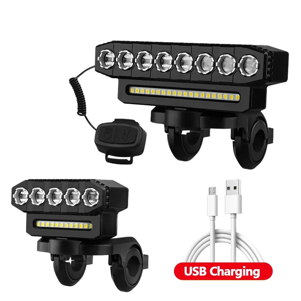 Bicycle Front Light USB Rechargeable 130db Bike Horn 6 Modes