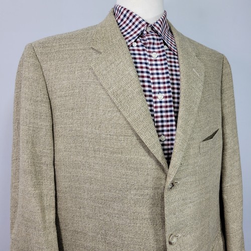 Savile Row London Men's Sport Coat Blazer Surgeon cuff Two Button Beige Size 50R - Picture 6 of 16